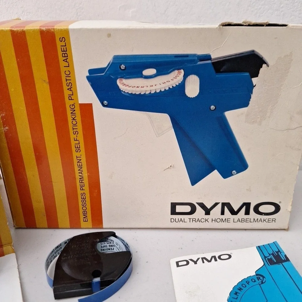 RARE Vintage Dymo M-38D Dual Track Home Handheld Label Maker /Original Box WORKS